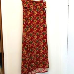 LuLaRoe Maxi skirt burgundy purple orange fall floral M NWT